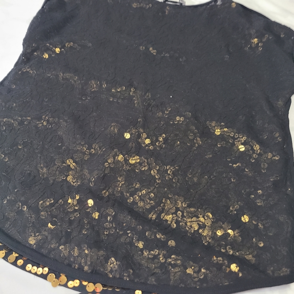 WD.NY Gold Sequin Cap Sleeve‎ Top NWT Size Small - Picture 10 of 10
